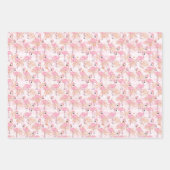 ピンク&アクアフラミンゴス、キャンディ&クリスマスライト ラッピングペーパーシート (正面)