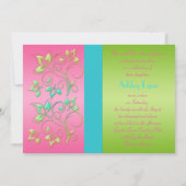 ピンク、アクア、およびライムSweet sixteen招待状 招待状 (裏面)
