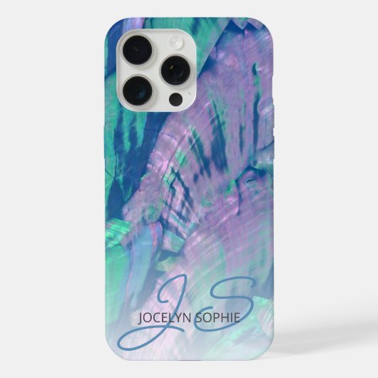ピンク アクア ターコイズブルー アバロンシェルパターン iPhoneケース (裏面)