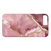 ピンク アゲート ゴールド ラメ モノグラム Case-Mate iPhoneケース (裏面(横))