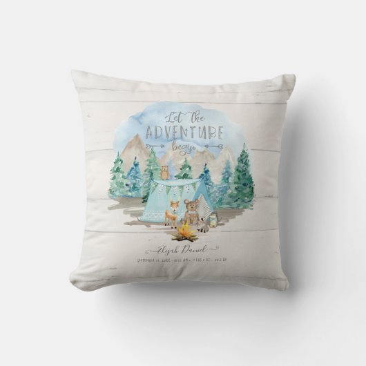 ピンク・アドベンチャー・ベジ素朴ン・誕生・スタッツ・ベイビール クッション (正面)