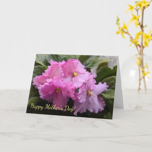 ピンク·アフリカのスミレの母の日のカード カード (黄色い花)