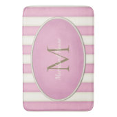ピンク&アンティークホワイトストライプレンズブロンズモノグラム バスマット (正面縦)