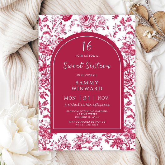 ピンク アンティーク シノワズリー スウィート16 招待状