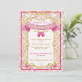 ピンク アールヌーヴォー プリンセス 誕生日 招待状 (スタンド正面)