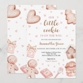 ピンク ア リトル クッキー ベイビー シャワー 招待状 (正面/裏面)