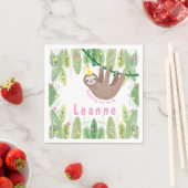 ピンク&イエローのスロッス誕生日パーティー スタンダードカクテルナプキン (インサイチュ)