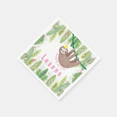 ピンク&イエローのスロッス誕生日パーティー スタンダードカクテルナプキン (角)