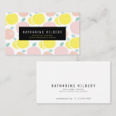 ピンク&イエローアップルパターン先生名刺 名刺 (正面/裏面)