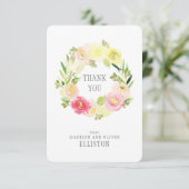 ピンク&イエローウォーターカラーフローラリース|ありがとう サンキューカード (スタンド正面)