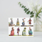 ピンク&イエローエレガントファッションリージェンシーフランスのガウン ポストカード (スタンド正面)