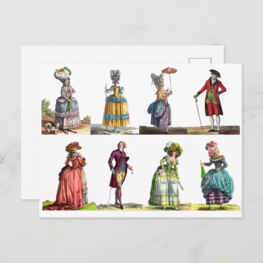 ピンク&イエローエレガントファッションリージェンシーフランスのガウン ポストカード (正面/裏面)