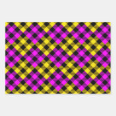 ピンク&イエローキルトバッファロープレイドホリデー ラッピングペーパーシート (正面3)