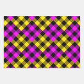 ピンク&イエローキルトバッファロープレイドホリデー ラッピングペーパーシート (正面2)