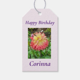 ピンク&イエローダリア ギフトタグ