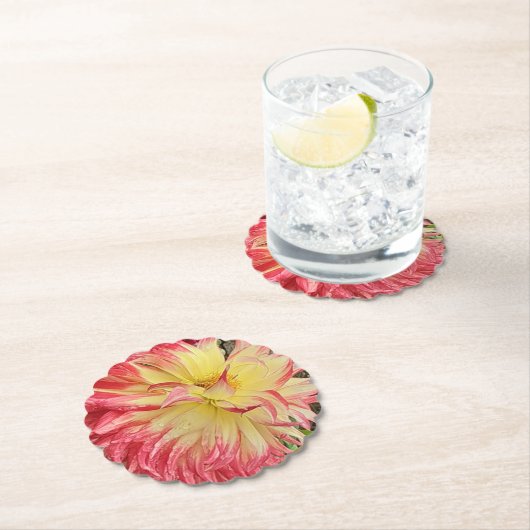 ピンク&イエローダリア ペーパーコースター (インサイチュ)