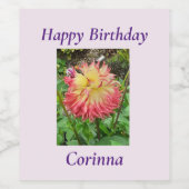 ピンク&イエローダリア ワインラベル (シングルラベル)