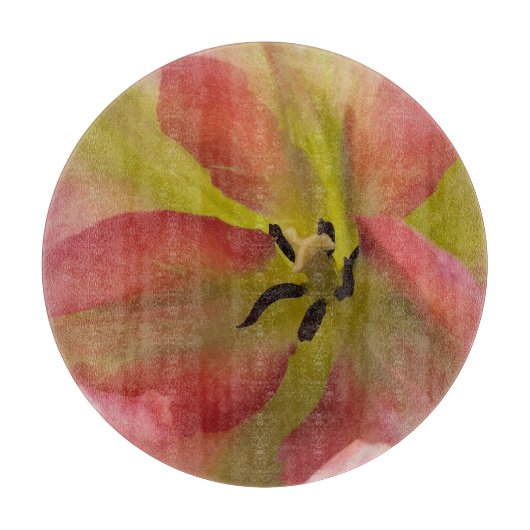 ピンク&イエローチューリップ カッティングボード (正面)