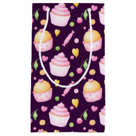 ピンク&イエローバレンタインデートカップケーキ スモールペーパーバッグ