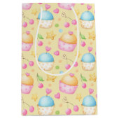 ピンク&イエローバレンタインデートカップケーキ ミディアムペーパーバッグ (正面)