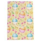 ピンク&イエローバレンタインデートカップケーキ ミディアムペーパーバッグ (裏面)