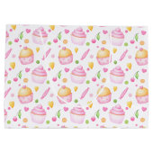 ピンク&イエローバレンタインデートカップケーキ ラージペーパーバッグ (裏面)