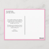 ピンク&イエローバードケージロブバードありがとう ポストカード (裏面)