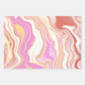 ピンク&イエローパターン包装紙フラットシート ラッピングペーパーシート (正面3)