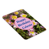 ピンク&イエローフラワーズ誕生日 マグネット (右側)