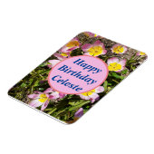 ピンク&イエローフラワーズ誕生日 マグネット (左側)