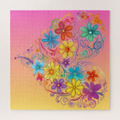 ピンク&イエローフローラハートパズル ジグソーパズル (横)