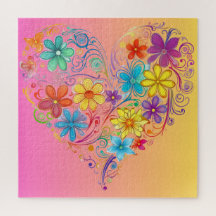 ピンク&イエローフローラハートパズル