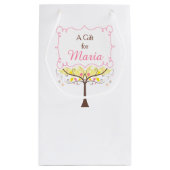 ピンク&イエローフローラバードバードシャワーありがとう スモールペーパーバッグ (裏面)