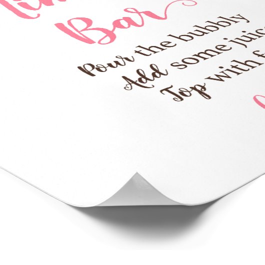 ピンク&イエローフローラミモサバーサイン ポスター (角)