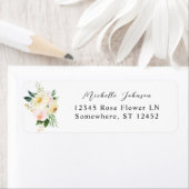 ピンク&イエローフローラ差出人住所ラベル ラベル (インサイチュ)