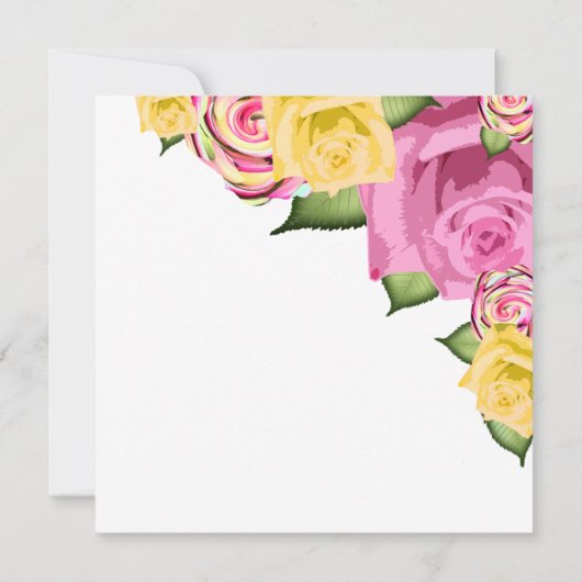 ピンク |イエローフローラ90誕生祝い 招待状 (裏面)