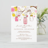 ピンク&イエローメイソンジャースブライダルシャワー招待 招待状 (スタンド正面)