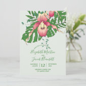 ピンク/イエローレディースリッパーオーキッドグリーン結婚ズ 招待状 (スタンド正面)
