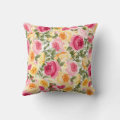 ピンク&イエローローズファームハウスシャビーシックフローラ クッション (裏面)