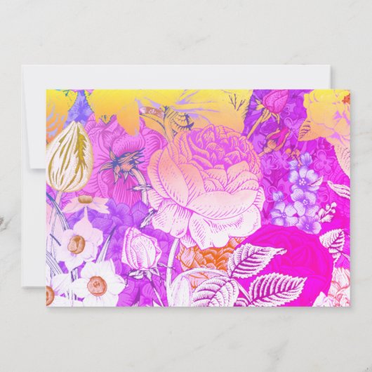 ピンク&イエローヴィンテージ長距離赤ちゃんシャワー 招待状 (裏面)