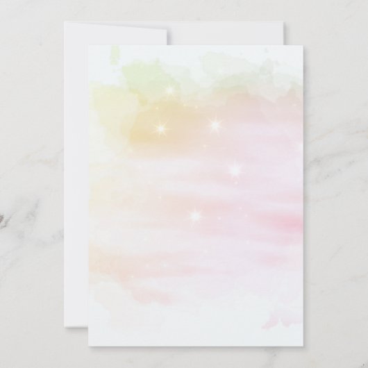 ピンク&イエロー抽象芸術水彩婚約パーティ 招待状 (裏面)