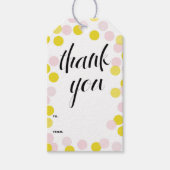 ピンク&イエロー紙吹雪水玉模様ありがとう ギフトタグ (正面)