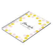 ピンク&イエロー紙吹雪水玉模様カスタムノートブック ノートブック (左側)