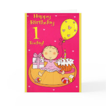 ピンク&イエロー誕生日カード