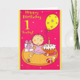 ピンク&イエロー誕生日カード カード
