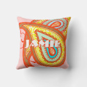 ピンク イエロー オレンジ アクア ミント ペイズリー ピロー (裏面)
