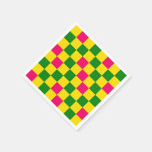 ピンク+イエロー+グリーンの市松模様デザイン スタンダードカクテルナプキン (角)
