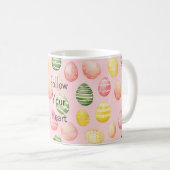 ピンク イエロー グリーン イースターエッグ コーヒーマグカップ (正面右)