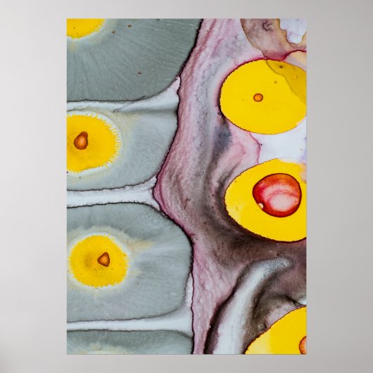 ピンク、イエロー、グレーの抽象ポスター ポスター (正面)