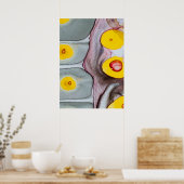 ピンク、イエロー、グレーの抽象ポスター ポスター (キッチン)